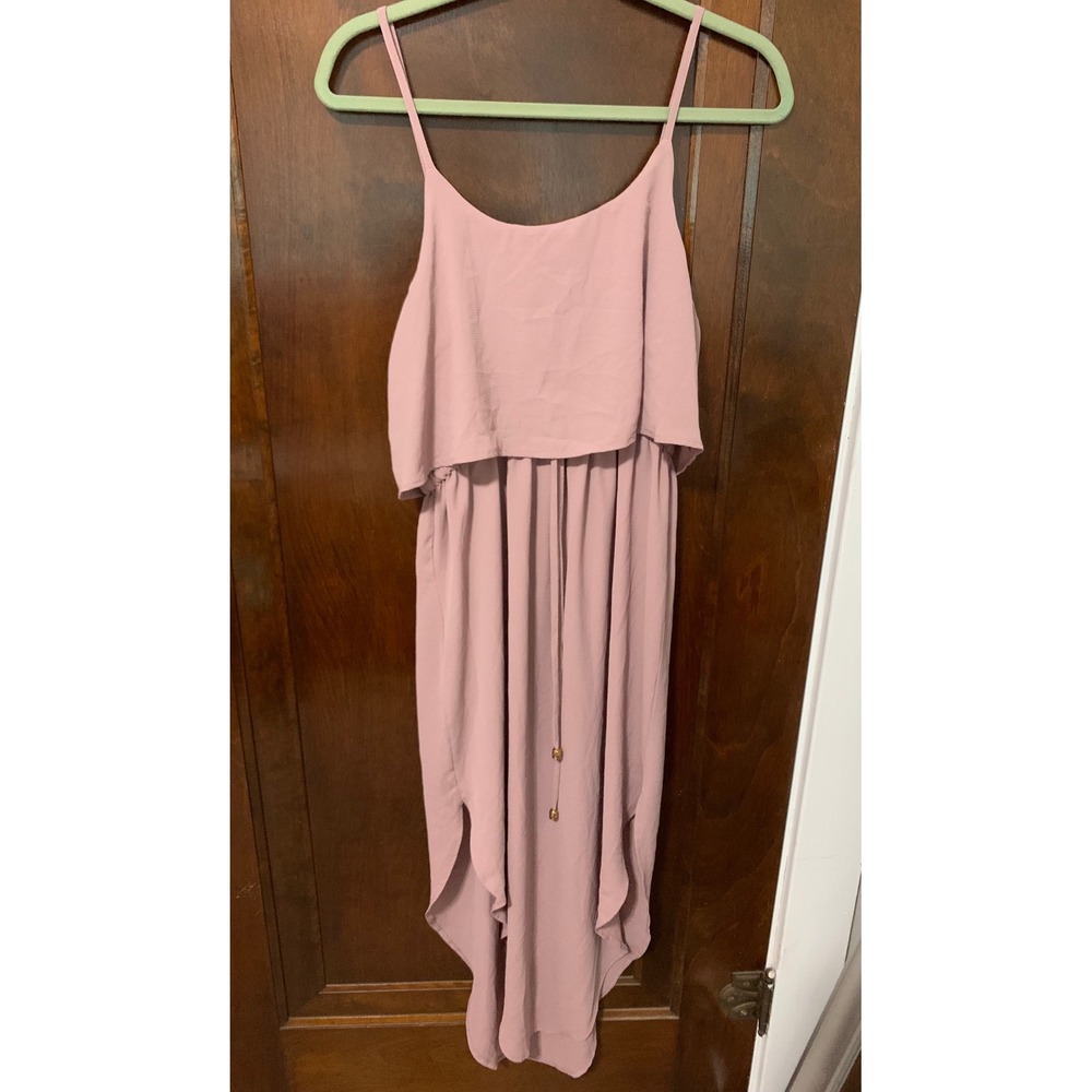 Nerlerolian Mauve Pink Layered Popover Midi Dress Sleeveless Tulip Hem Large